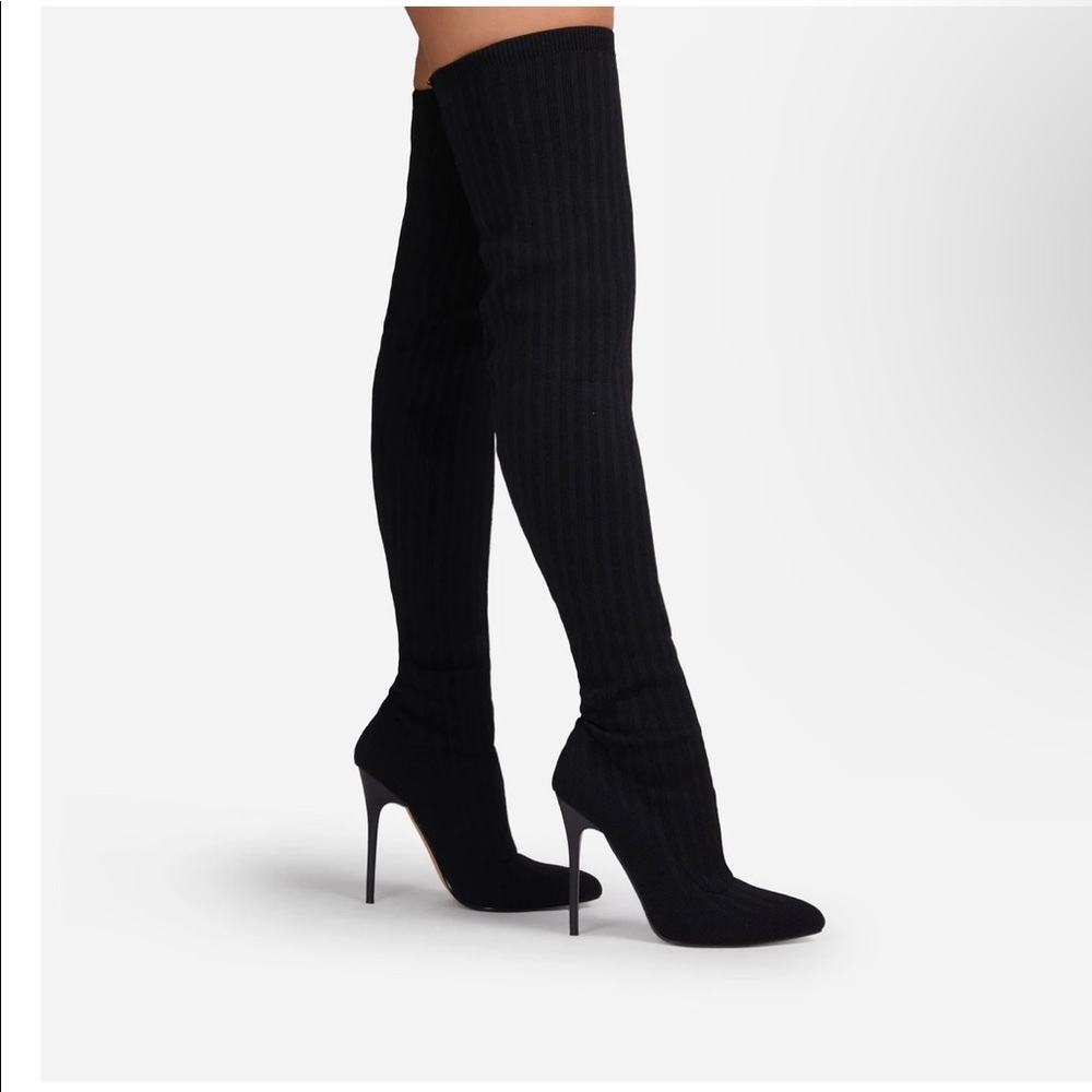 Black Over the Knee Knit Boot Size 9